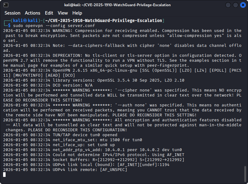 Ein Bild welches die Terminalausgabe des obigen Befehls zeigt.