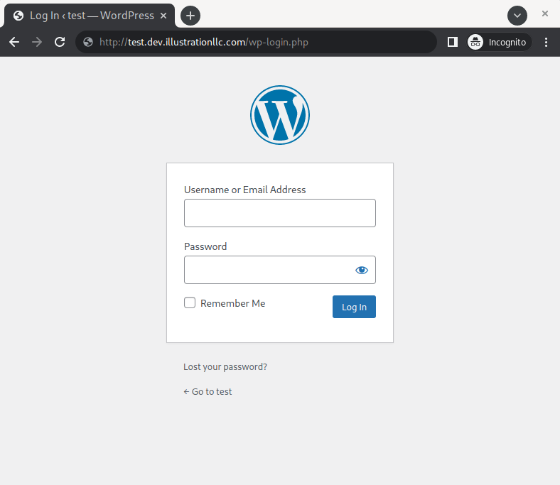 Sample login page of a Wordpress installation.