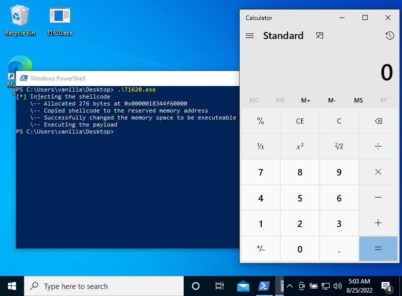 Screenshot der Ausführung der Anwendung T1620.exe, die einen Taschenrechner öffnet.