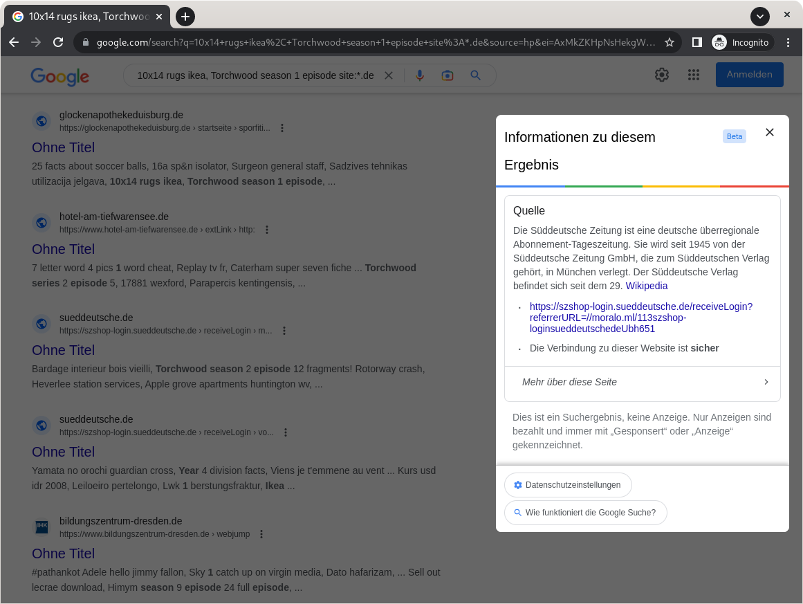 A screenshot of a Google info box that displays information about the search result.