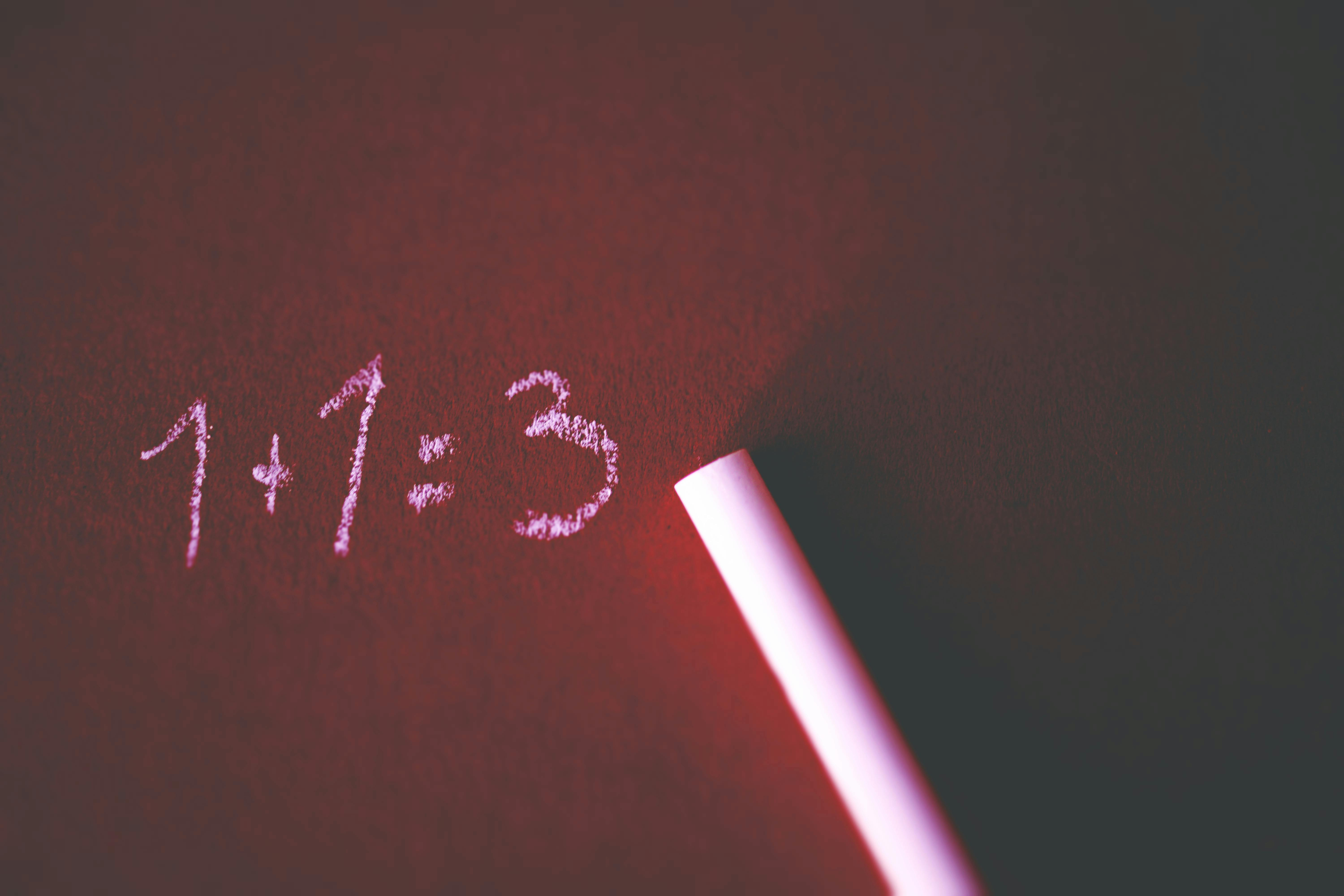 An image of the incorrect calculation 1+1=3.